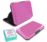 Didarenba Tarjetero Hombre Mujer Tarjetas credito 2 Piezas Aluminio con Sistema RFID Bloqueo Protector de Tarjetas Anti fraude Anti contactless Gran Capacidad Rosa