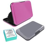 Didarenba Tarjetero Hombre Mujer Tarjetas credito 2 Piezas Aluminio con Sistema RFID Bloqueo Protector de Tarjetas Anti fraude Anti contactless Gran Capacidad Gris y Rosa