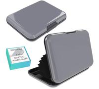 Didarenba Tarjetero Hombre Mujer Tarjetas credito 2 Piezas Aluminio con Sistema RFID Bloqueo Protector de Tarjetas Anti fraude Anti contactless Gran Capacidad Gris