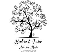 Didart Handmade Cuadro árbol de Huellas. Personalizado Bodas, Comuniones, bautizos. Tintas e Instrucciones Incluidas.Modelo pajaritos. Hecho en España (Marco Natural, 40 x 50cm)