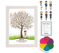 Didart Handmade Cuadro de árbol de huellas Comunión niño. Modelo SIXTY. Marco, Tintas e Instrucciones incluidas, Libro de visitas comunion