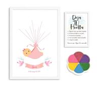 Didart Handmade Cuadro de Huellas Personalizado para Bautizo de niño, niña, Gemelos, mellizos. Cartel Bienvenida Bautizo. Marco, Instrucciones y tintas Incluidas