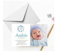 Didart Handmade Invitaciones de Comunión Personalizadas con Foto - Pack 27 Invitaciones Bautizo Niño Niña con Sobres Incluidos - Tarjetas Premium 13,5 x 8,5 cm (ANDRES)