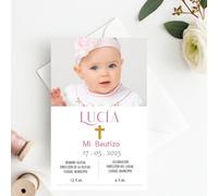 Didart Handmade Invitaciones de Comunión Personalizadas con Foto - Pack 27 Invitaciones Bautizo Niño Niña con Sobres Incluidos - Tarjetas Premium 13,5 x 8,5 cm (LUCIA)