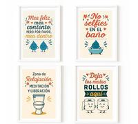 Didart Handmade Laminas decorativas pared enmarcada para cuarto de baño. Frases divertidas | Marco negro, blanco o haya | Posters para pared | Regalos divertidos originales para amigos o Navidad