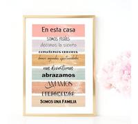 Didart Handmade Normas de la Casa - Cuadro Decorativo con Frases Motivadoras, Lámina Enmarcada A3, 40 x 50cm, ó 50×60cm, Decoración Hogar y Regalo Familiar. (MARCO HAYA NATURAL, 40 X 50 CM)