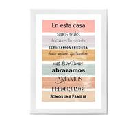 Didart Handmade Normas de la Casa - Cuadro Decorativo con Frases Motivadoras, Lámina Enmarcada A3, 40 x 50cm, ó 50×60cm, Decoración Hogar y Regalo Familiar. (MARCO BLANCO, 50 X 60 CM)