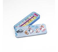 Diddl - Plumero de metal con 6 lápices de colores, lápices, colores ilustrados + corta-cajón, estuche de papelería vintage años 90 - Idea de regalo para niños y fanáticos nostálgicos