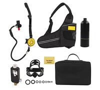 Dideep 1L Mini SCUBA DIVE TANK KIT Válvula de alivio de presión bajo el agua Equipo de respiración con gafas de buceo adaptador de relleno de banda para buceadores profesionales (negro)