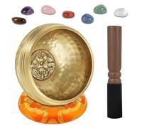 DiDiBirDi Cuenco tibetano tradicional de 8 cm con 7 cristales de chakra, hecho a mano en Nepal para meditación y yoga, idea de regalo para mujeres y hombres