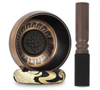 DiDiBirDi Cuencos tibetanos de 9 cm, cuenco cantador con tambor y cojín, fácil de tocar, hecho a mano en Nepal para meditación y relajación