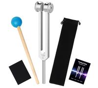 DiDiBirDi Horquilla de afinación de 128 Hz, horquilla de afinación de aleación de aluminio con frecuencia precisa, con martillo de silicona y bolsa de almacenamiento, adecuada para terapia de sonido,