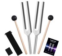 DiDiBirDi Horquilla de afinación de 512 Hz, 2 piezas, horquilla de afinación de aleación de aluminio con frecuencia precisa, con martillo de silicona y bolsa de almacenamiento, adecuada para terapia