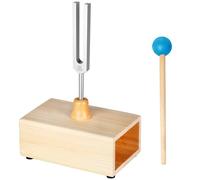 DiDiBirDi Horquilla de afinación de 528 Hz con exquisita caja de resonancia de madera, horquilla de afinación de aleación de aluminio con martillo de silicona, para reducir el estrés, meditación,