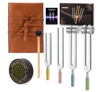 DiDiBirDi Juego de 4 horquillas de afinación de 128 Hz, 136,1 Hz, 256 Hz, 512 Hz, equipadas con bolsa de piel sintética y activador, para yoga, meditación, relajación