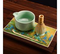 DiDiBirDi Juego de té matcha de 5 piezas japonesas Matcha tradicional, batidor de bambú (Chasen), cuchara (chashaku), tamiz de acero inoxidable, soporte para batidor, Toallas de té