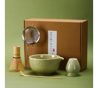 DiDiBirDi Juego de té matcha de 5 piezas, juego de batidor matcha, juego de iniciación tradicional japonés, cuenco de matcha, batidor de matcha de bambú (Chasen), cuchara (chashaku), soporte para