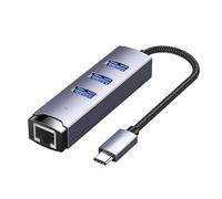 DIDILLX Adaptador USB / tipo C a Gigabit RJ45 Ethernet USB 3.0, divisor multipuertos para transferencia de datos de alta velocidad de 5 Gbps