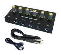 DIDILLX Mezclador de sonido de 6,35 mm, instrumento de micrófono, expansor de entrada múltiple con control de volúmenes independiente, batería integrada