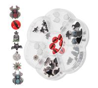 Didiseaon 1 Caja Caja de Compartimentos con Adornos de Uñas de Resina para Halloween Charms Creativos con Diseños de Fantasmas Arañas Murciélagos y Pequeños Demonios Accesorios DIY para