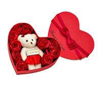 Didiseaon 1 Caja Caja De De Flor De Jabón Lujos Decoraciones Mercancías San Valentin Recuerdos De Boda Para Invitados Ramillete De Rosas Rojas Cumpleaños Para Esposa Ramo Rojo Paño