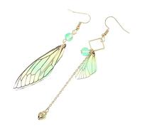 Didiseaon 1 Par Pendientes de ala de cigarra de imitación noche pendientes asimétricos únicos pendientes novia pendientes largos aretes asimétricos pendientes el plastico Green