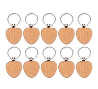 Didiseaon 10 Piezas Llavero de Madera en Blanco para Manualidades DIY | Madera Natural, Bordes Redondeados y Acabado Delicado, Adecuado para Grabado y Reconocimiento de Llaves Estilo Aleatorio
