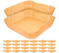 Didiseaon 100 Piezas Papel para Hornear Alimentos, Revestimiento Desechable para Freidora de Aire, Papel, Khaki, Antiadherente, Evita el Contacto Directo Freidora, No Altera el Sabor