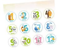 Didiseaon 12 Piezas Pegatinas Del Mes Para Bebés Diseño De Animales De Dibujos Animados Pegatinas De Meses Para Señalar Logros De Decoración
