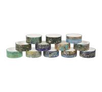 Didiseaon 12 Rollos Cinta Adhesiva Decorativa Washi Tape de Papel Washi, 12 Rollos, Recortable, Portátil y Fácil de Guardar, para Journaling y Álbum de Recortes