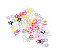 Didiseaon 150 Piezas Mezcla Colorida de Charms para Uñas Forma de Corazón y Estrella Resina Kawaii Gemas Decorativas para Manicura de Mujeres y Niñas Suministros DIY para Arte Nail