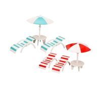 Didiseaon 2 Juegos Miniature Beach Chairs and Umbrella Set For Dollhouse Decoration Plastic Mini Accessories Compatible with Various Models Portable Summer Style Mini Beach Items