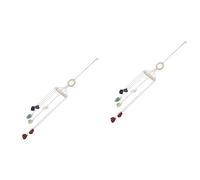 Didiseaon 2 Piezas Carillón De Viento Áspero De Cristal Campanas De Piedras Preciosas Campana De Viento De Piedra Chakra Escultura De Viento Al Aire Bebé Tejer Ágata Madera