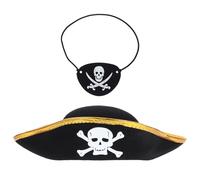 Didiseaon 2 Piezas Conjunto de Accesorios Piratas de Halloween Sombrero Dorado, Diseño Único y Material No Tejido para Fiestas y Mascaradas