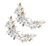 Didiseaon 2 Piezas de Tocado Nupcial para Fiesta de Boda Aleación de Plata Hoja de Cerámica Blanca Decoración de Flores para Mujeres Accesorios para El Cabello de Novia Estilo Elegante Y Ligero