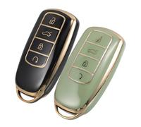 Didiseaon 2 Piezas Funda para Llave de Coche Compatible con Chery Little Ant Carcasa de TPU Duradera y Resistente Arañazos Protector de Mando Distancia sin Llave de Negro y Verde