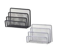 Didiseaon 2 piezas Organizador de Escritorio de Malla Soporte para Cartas y Archivos Estante de Almacenamiento de Oficina Clasificador de de Metal Color Negro y Plateado para Oficina y