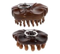 Didiseaon 2 Piezas Peines Masajeadores de Cabelludo de Madera de Sándalo con Anillo Metálico Peines de Dientes Redondos para Masaje y Rasurado Manual Cepillos Seguros para Tipo de Cabello