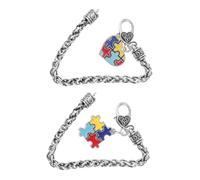 Didiseaon 2 piezas Pulsera de Mano Creativa con Encanto de Autismo Aleación de Zinc Diseño Delicado de Puzzle para Concienciación para Regalar y Sensibilizar sobre Autismo