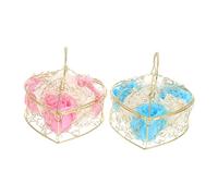 Didiseaon 2 Piezas Rosa De Jabón Flores Decorativas De Jabón Cesta De Flores De Jabón En Forma De Corazón Cesta De Hierro Jabón Rosa Embalaje De Jabón Rosa Práctico Jabón De Rosas Planchar