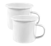 Didiseaon 2 Piezas Taza de Esmalte Vintage 350ml Asa, Estilo Retro | Borde Redondeado Seguro, Superficie Lisa, para Café o Zumo, Camping y Escritorio, Uso Diario Ligero