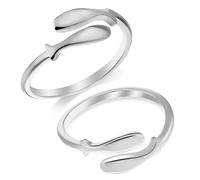 Didiseaon 2piezas Anillos De Pescado De Plata Para Mujer Anillos Ajustables Abiertos Para Dedos Joyería De Pescado Obsequio De Madre Hija Llamativos De Plata Para Adolescentes