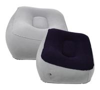 Didiseaon 2piezas Cojín Reposapiés Inflable De Pvc Flocked Almohada De Descanso Para Para Aviones Coches y Oficina Gris Azul Gris