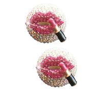 Didiseaon 2piezas Difusor De Para Auto Con Diseño De Labios Rojos y Piedras Brillantes Clip Ventilación Decorativo De Aromaterapia Para Vehículos Color Rosado