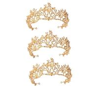 Didiseaon 3 Piezas tiara de novia antigua tocado de novia tocados de novia para boda wedding bride tiara de novia estilo retro tiara nupcial de diamantes de imitación Metal Golden