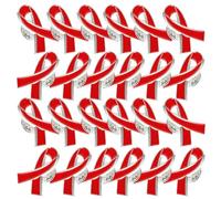 Didiseaon 30 Broches de Roja Lazo del Sida de Aleación de Reutilizables y Resistentes Pack de 30 Unidades para Eventos Solidarios y Concienciación sobre Vih y Aids