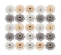 Didiseaon 30 piezas Botones Presión Metálicos Flor Hueca para Coser Ropa Kit Dorado Plata y Cierres para Chaquetas Vestidos y Manualidades