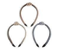 Didiseaon 3piezas Enjoyada De Perlas y Gemas De Imitación Tocado Enjoyado Para Mujer Para Fiestas y Eventos Diademas De Pelo Nudo Color Dorado