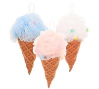 Didiseaon 3piezas Esponjas De Baño Forma De Helado Exfoliantes y Suaves Malla Reutilizable Para Ducha Para Adultos y Colores Rosa Blanco Azul