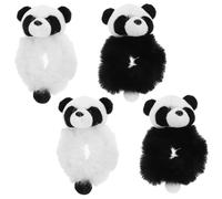 Didiseaon 4 Coleteros Elásticos Pelo de Panda de Felpa, Diseño Adorable, Colores Negro y Blanco, Accesorios Cabello para Niñas y Mujeres Vida Diaria